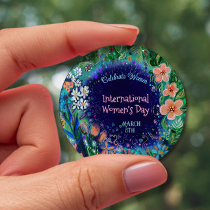 Badge Rond 10 Cm Bouton de fleurs à l'aquarelle pour la Journée de 