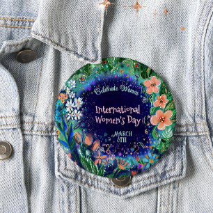 Badge Rond 10 Cm Bouton de la Fête des femmes de l'aquarelle