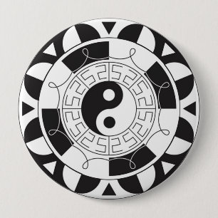 Badge Rond 10 Cm Bouton de mandala de Yin Yang