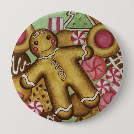 Badge Rond 10 Cm Bouton de Noël (Devant)