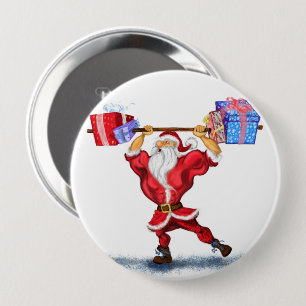 Badge Rond 10 Cm Bouton de Noël amusant cadeau avec Bodybuilder Pèr
