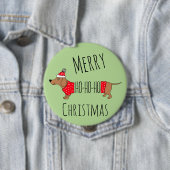 Badge Rond 10 Cm Bouton de Noël Dachshund (En situation)