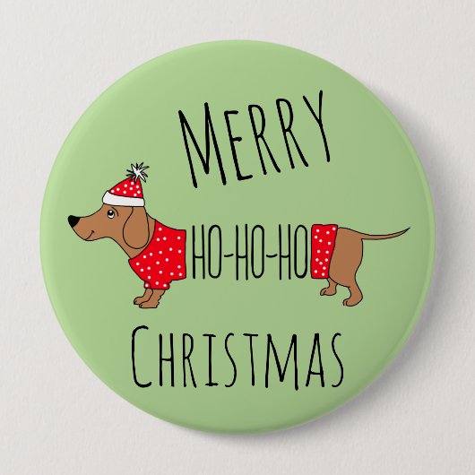 Badge Rond 10 Cm Bouton de Noël Dachshund (Devant)