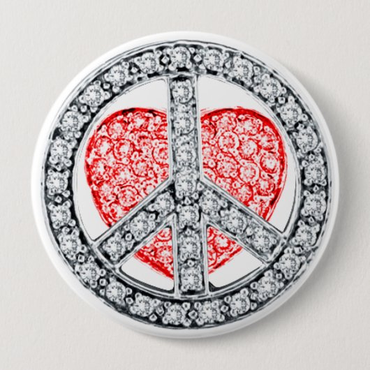 Badge Rond 10 Cm Bouton de PAIX et d'AMOUR (Devant)