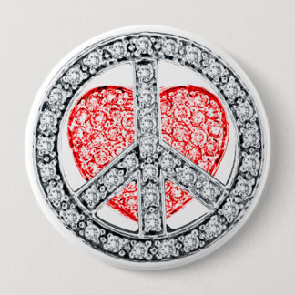 Badge Rond 10 Cm Bouton de PAIX et d'AMOUR