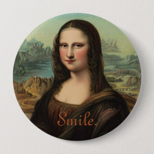 Badge Rond 10 Cm Bouton de sourire Mona Lisa