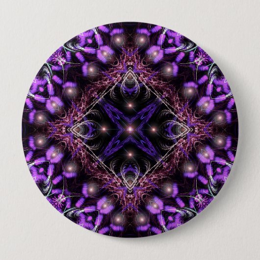 Badge Rond 10 Cm Bouton de tapisserie fractée violette (Devant)