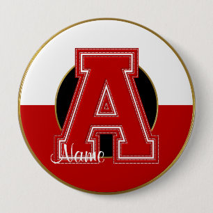 Badge Rond 10 Cm Bouton décoré d'un monogramme d'école, lettre