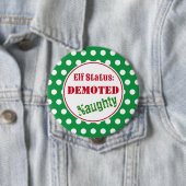 Badge Rond 10 Cm Bouton d'elfe de Noël coquin (En situation)