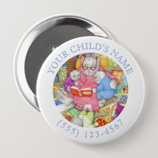 Badge Rond 10 Cm Bouton d'identification de l'enfant - Histoire du (Devant & derrière)