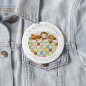 BADGE ROND 10 CM BOUTON D'IDENTIFICATION POUR ENFANT COUVERTURE DOU (En situation)