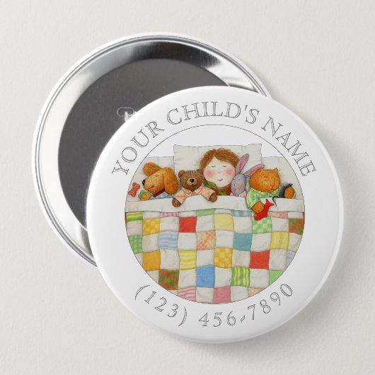 BADGE ROND 10 CM BOUTON D'IDENTIFICATION POUR ENFANT COUVERTURE DOU (Devant & derrière)