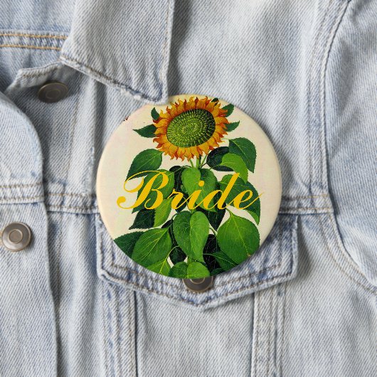 Badge Rond 10 Cm Bouton d'insigne du Mariage de tournesol pour la f (En situation)