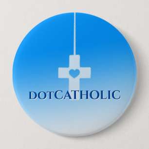 Badge Rond 10 Cm Bouton dotCATHOLIC Bleu 4 pouces Style n° #350717