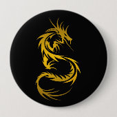 Badge Rond 10 Cm Bouton Dragon d'or (Devant)