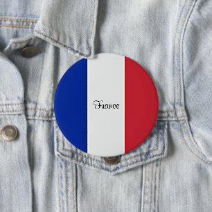 Badge Rond 10 Cm Bouton Drapeau de France