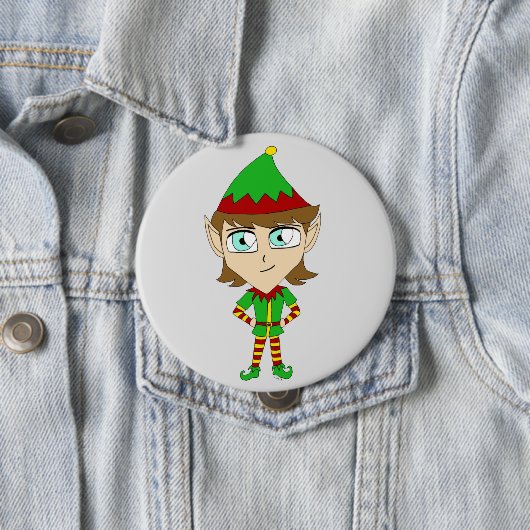 Badge Rond 10 Cm bouton elf chibi (En situation)