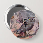 Badge Rond 10 Cm Bouton Fairy and Owl d'automne (Devant & derrière)