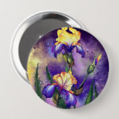 Badge Rond 10 Cm Bouton Fleur Irises (Devant & derrière)