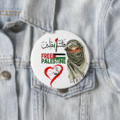 Badge Rond 10 Cm Bouton Free Palestine (En situation)