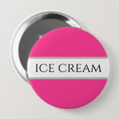 Badge Rond 10 Cm Bouton Fun Fraise GLACE CRÈME Rose Blancs Bouton (Devant & derrière)