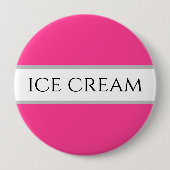 Badge Rond 10 Cm Bouton Fun Fraise GLACE CRÈME Rose Blancs Bouton (Devant)