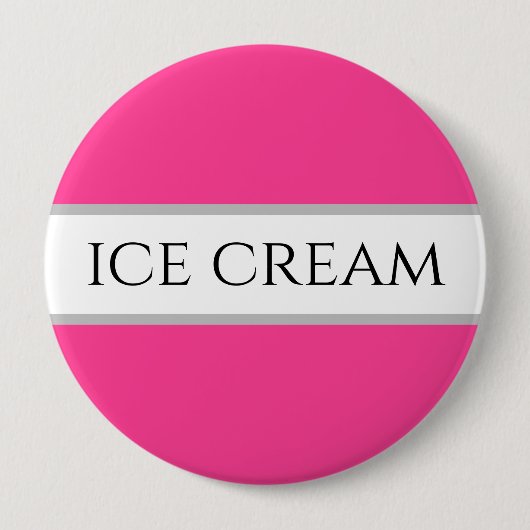 Badge Rond 10 Cm Bouton Fun Fraise GLACE CRÈME Rose Blancs Bouton (Devant)