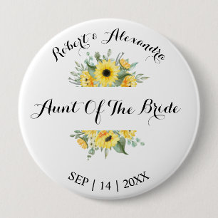 Badge Rond 10 Cm Bouton ID Fête des mariées de tournesol vert