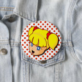 Badge Rond 10 Cm Bouton jaune de fille de Manga (En situation)