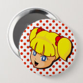 Badge Rond 10 Cm Bouton jaune de fille de Manga (Devant & derrière)