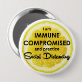 Badge Rond 10 Cm Bouton Lemon Immune Compromis 4" (Devant & derrière)