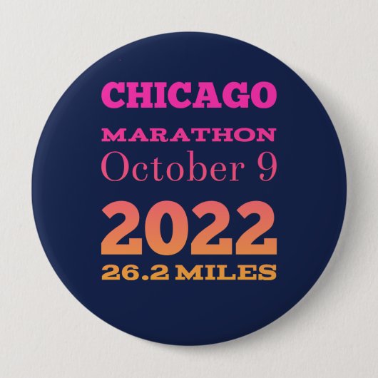 Badge Rond 10 Cm Bouton Marathon de Chicago 2022 (Devant)