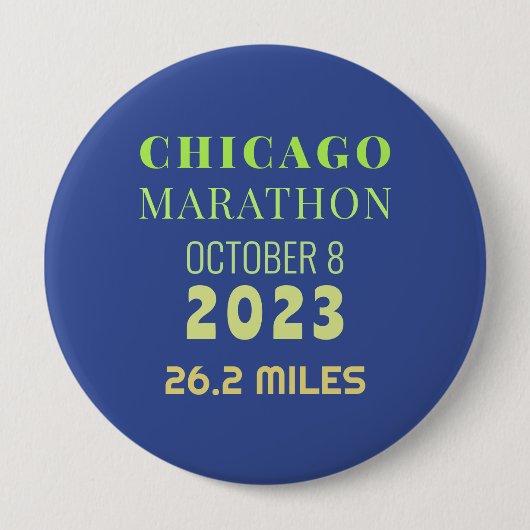Badge Rond 10 Cm Bouton Marathon de Chicago 2023 (Devant)