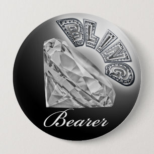 Badge Rond 10 Cm Bouton Mariage du porteur de BLING