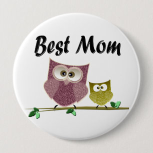 Badge Rond 10 Cm Bouton mignon d'art de hiboux de la meilleure