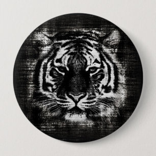 Badge Rond 10 Cm Bouton noir et blanc de cru de tigre