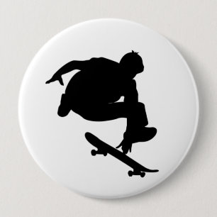 Badge Rond 10 Cm Bouton noir Skateboard