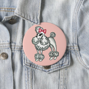 Badge Rond 10 Cm Bouton Poodle Français