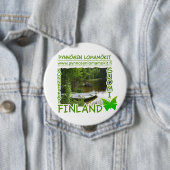 Badge Rond 10 Cm Bouton Pynnösen Lomamökit (En situation)