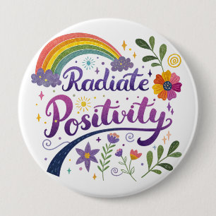 Badge Rond 10 Cm Bouton "Rayonner de Positivité"