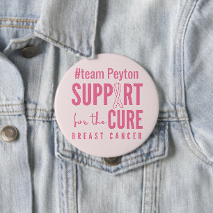 Badge Rond 10 Cm Bouton rose personnalisé pour cancer du sein