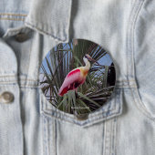 Badge Rond 10 Cm Bouton Roseate Spoonbill (En situation)