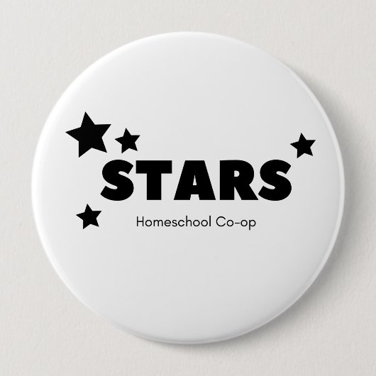 Badge Rond 10 Cm Bouton STARS monochrome (Devant)