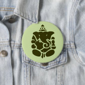 Badge Rond 10 Cm Bouton vert de Ganesh (En situation)