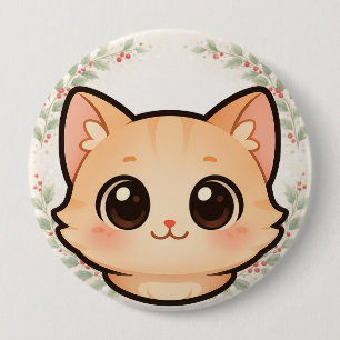 Badge Rond 10 Cm Bouton Visage de Chat Mignon Kawaii