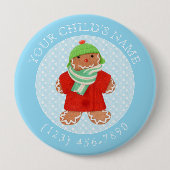 Badge Rond 10 Cm Bouton WOOLIE GINGERBRAD ID enfant - Bleu (Devant)