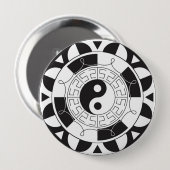 Badge Rond 10 Cm Bouton Yin Yang Mandala (Devant & derrière)