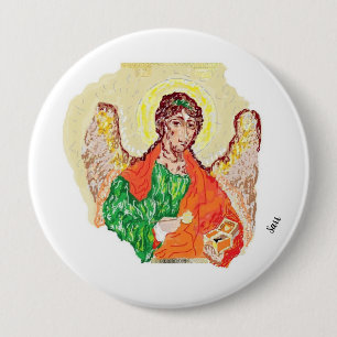 Badge Rond 10 Cm Boutons religieux : Archangel Raphael