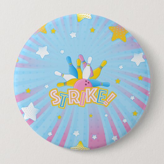 Badge Rond 10 Cm Bowling Party  (Devant)
