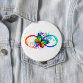 Badge Rond 10 Cm Bright infinity with rainbow butterfly (En situation)